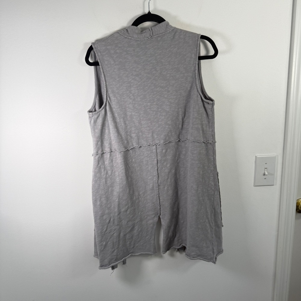 Chalet et Ceci Cotton Knit Vest Gray Lagenlook Slub Longline Open Front Womens M - Picture 7 of 10